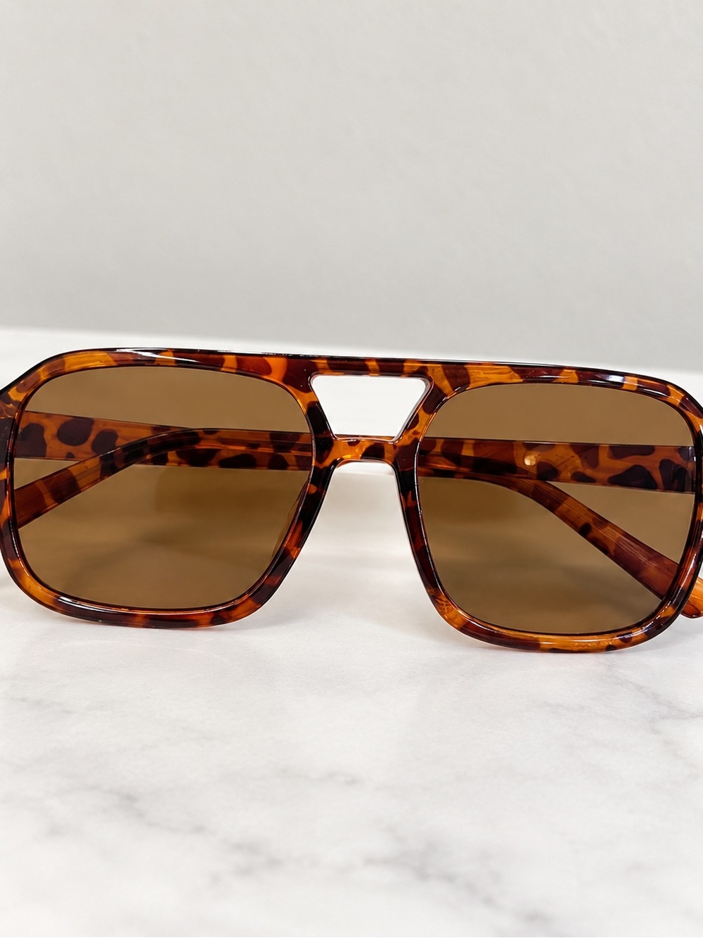 Tortoise Brown Oversized Aviator Sunglasses Y2K Retro